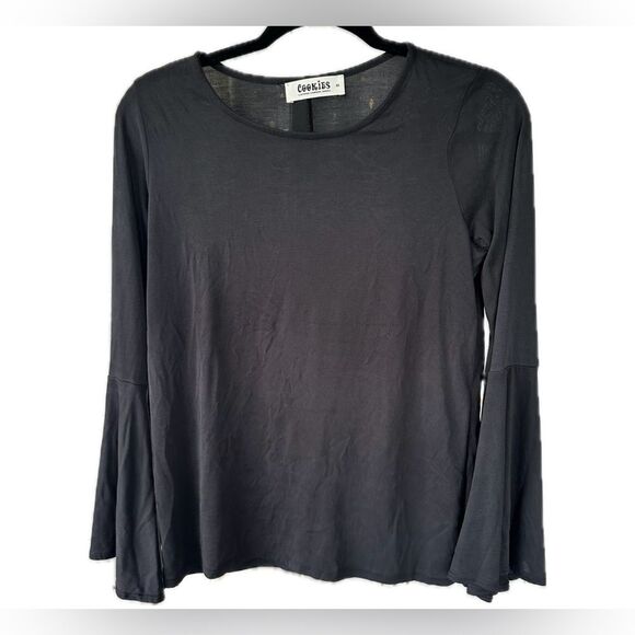 Cookie's Clothing Company Hawaii Essential Classic Black Long Bell Sleeve Top M - Picture 1 of 5